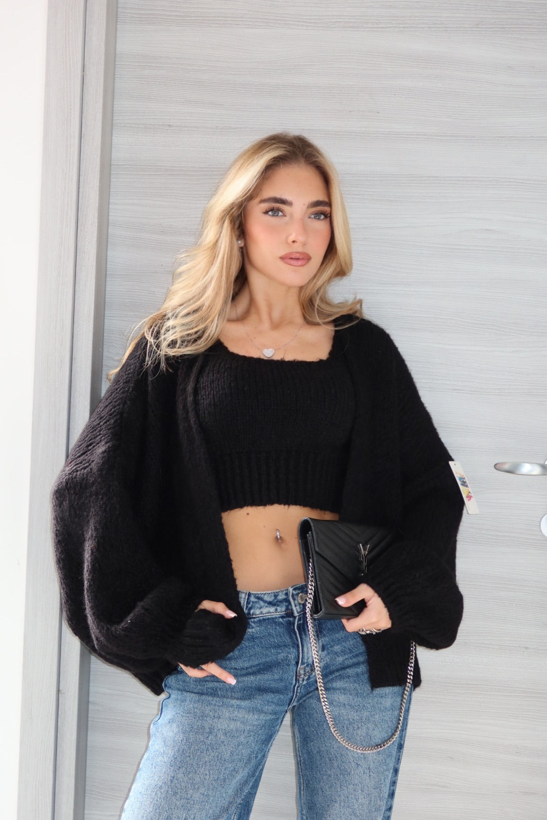 Cardigan e Top Trilly Marrone Bordeaux Beig Nero Grey Bianco