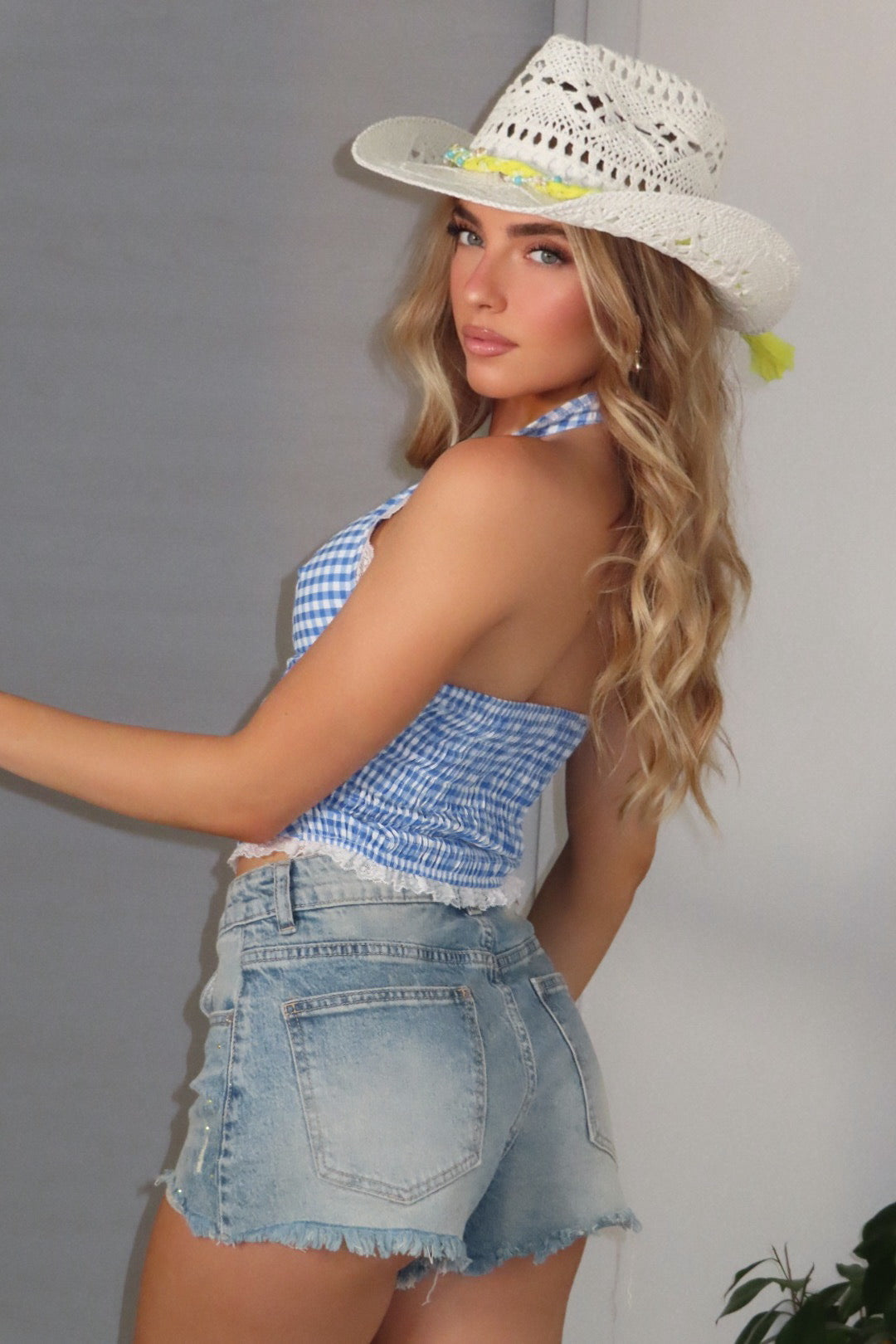 Top quadretti Azzurro