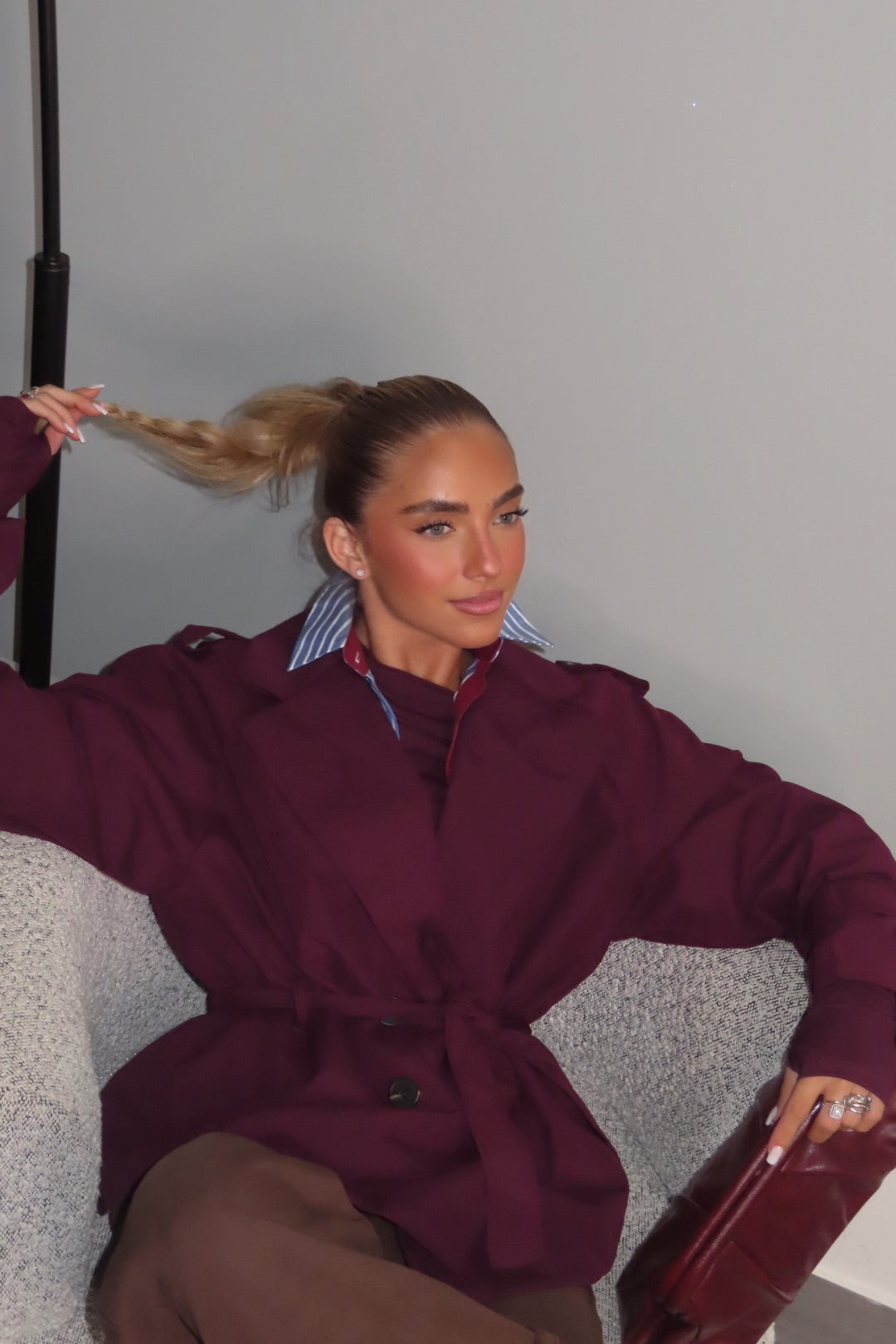 Mini Trench Effetto Scamosciato Beige Bordeaux Marrone Nero