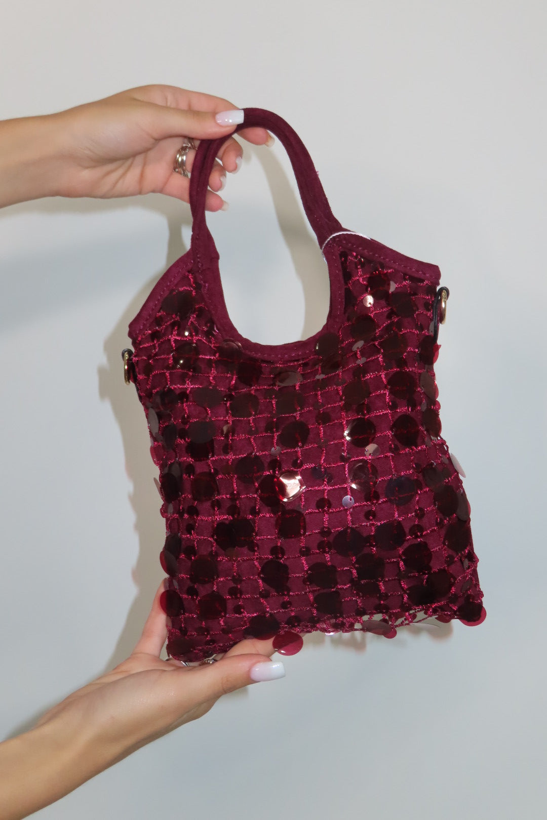 Mini Bag Pag Paillettes Marrone Bordeaux Nera