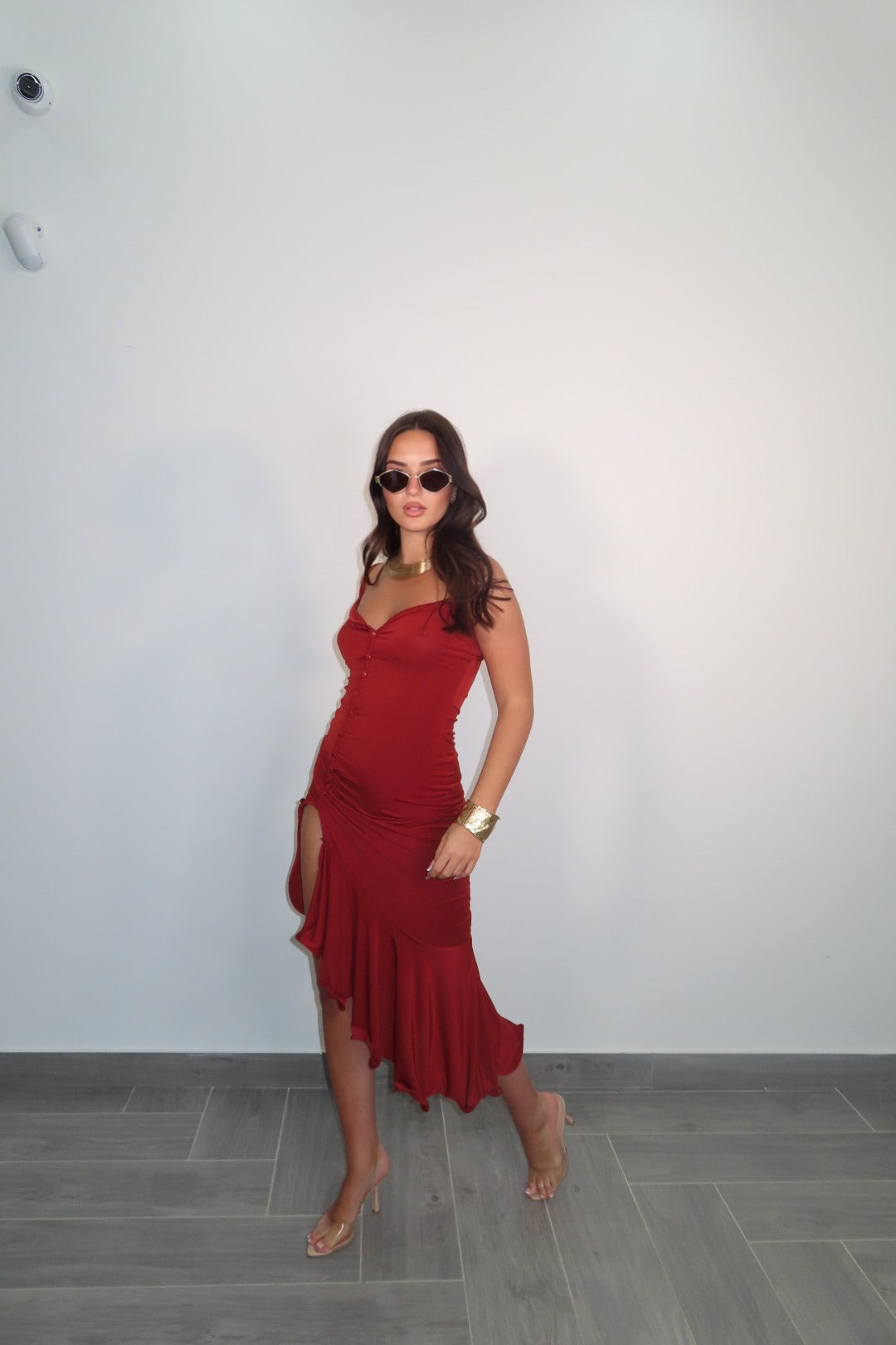 Maxi Dress Amour Nero ruggine marrone