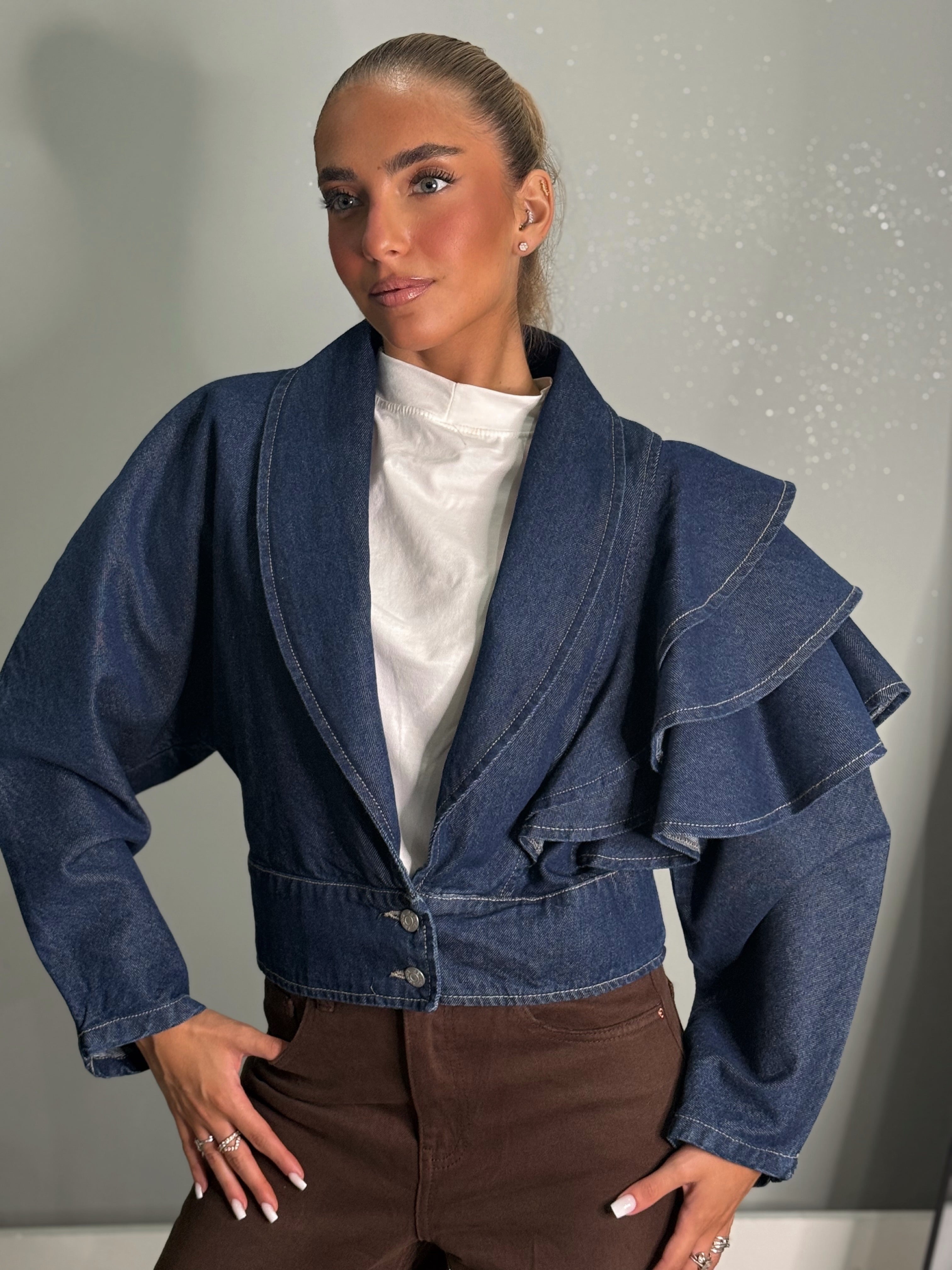 Giacca in Denim Rouches
