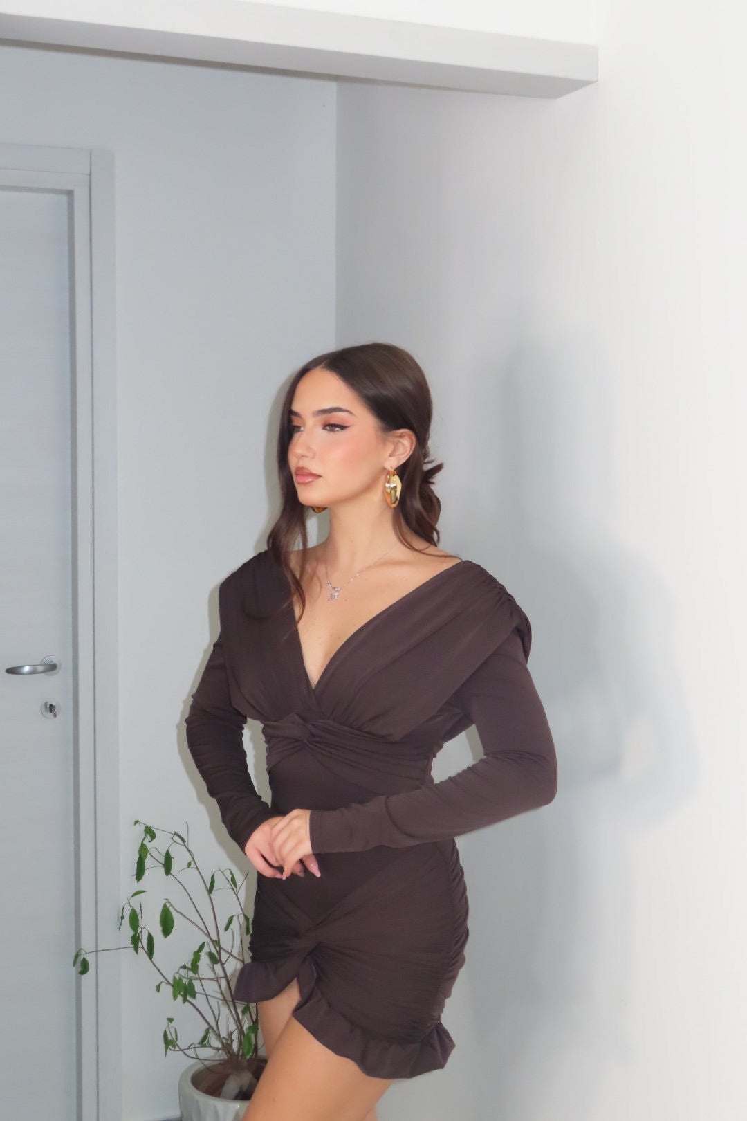 Mini Dress Julieta Marrone Bordeaux Nero