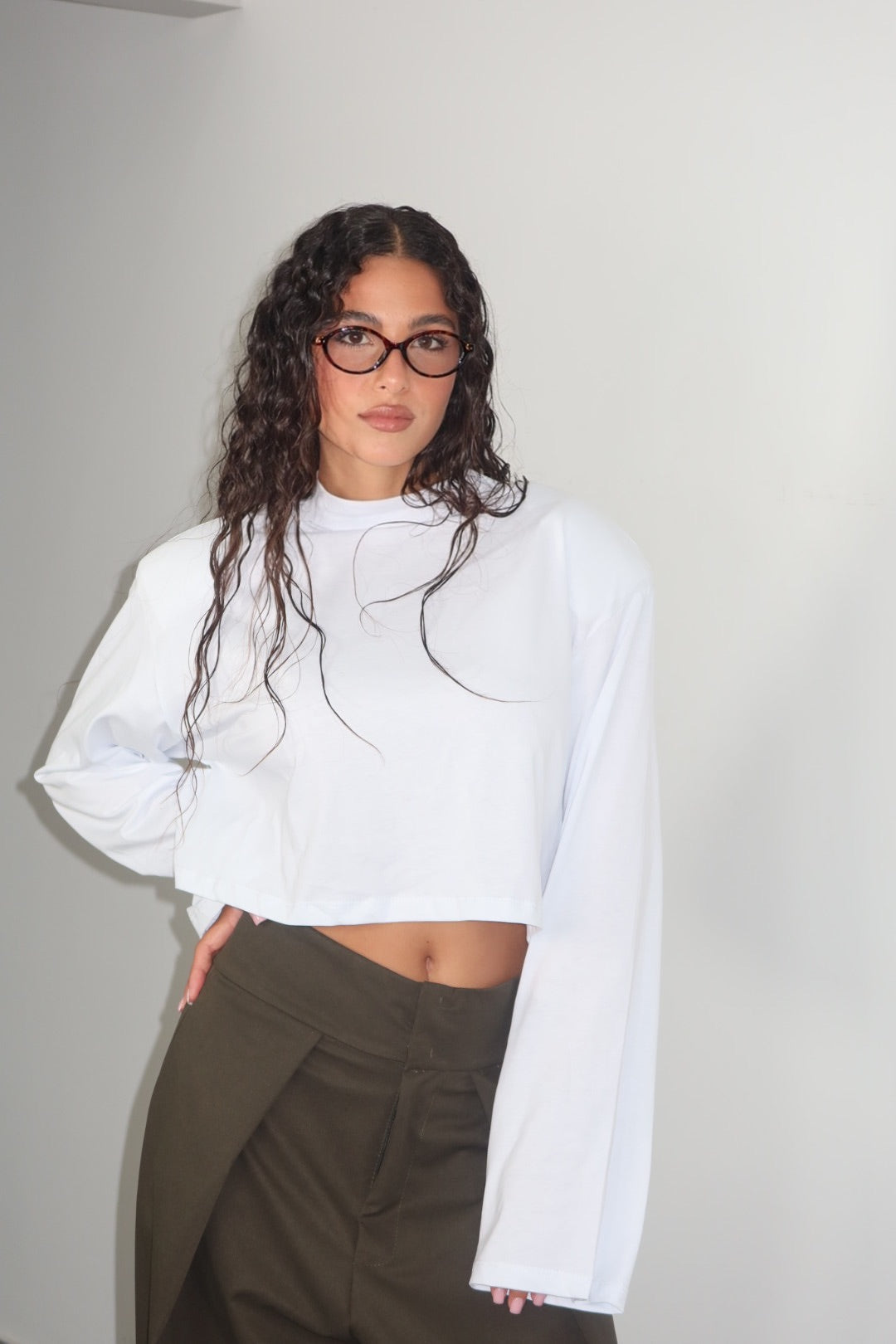 Longsleeve crop spalline