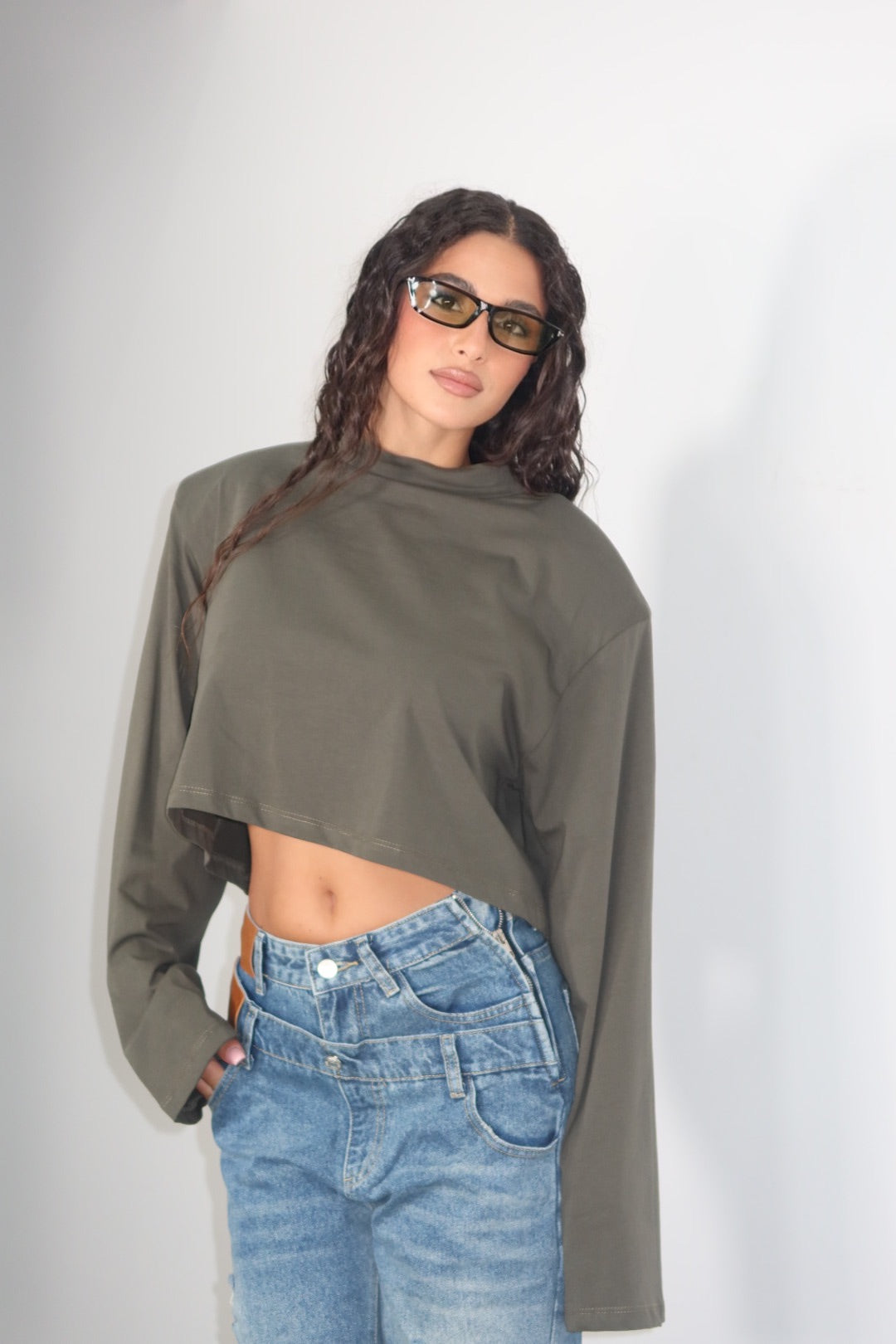 Longsleeve crop spalline