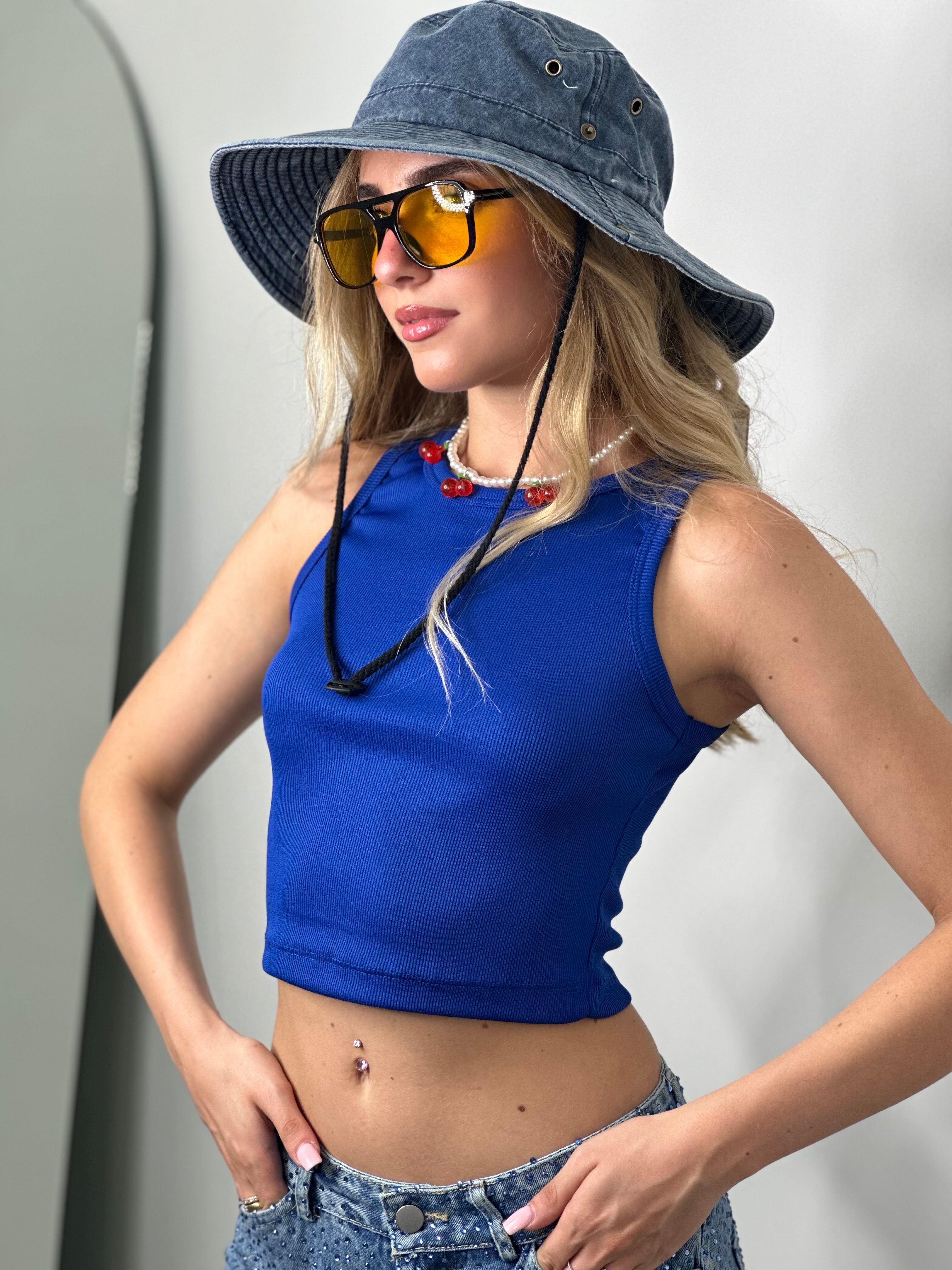 Crop Top Blu Elettrico